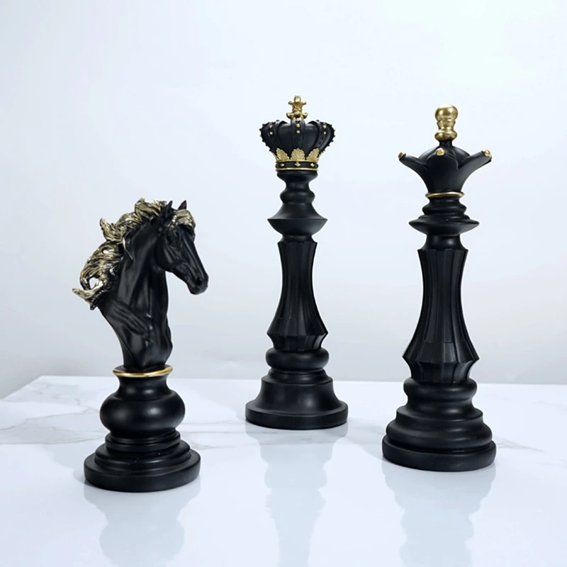 New Chess Resin Decor Ornament Office Figurines Queen Knight Statue Collection Object Sculptural Models Of Chess Pieces