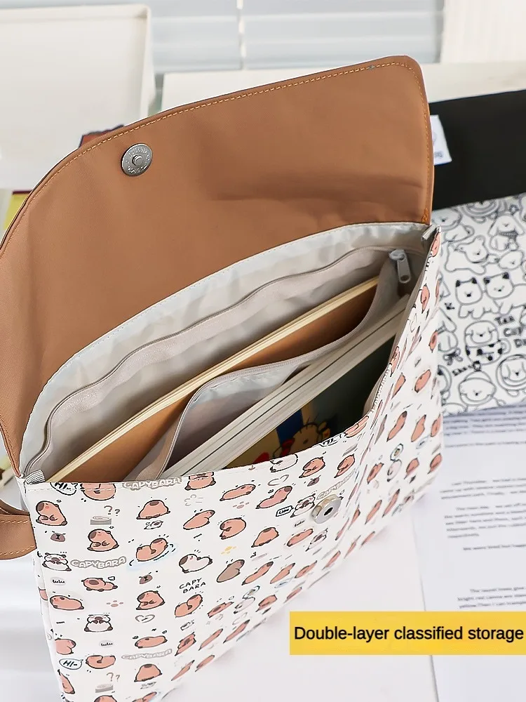 Kapibala Aktentasche für Studenten, Schreibwaren-Tasche, Cartoon-Aufbewahrungstasche mit großem Fassungsvermögen und Reißverschluss – Detail 3