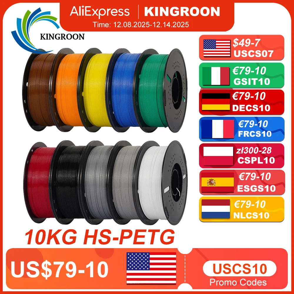 5/10 kg Hyper-PETG-Filament, Hochgeschwindigkeits-3D-Drucker-Filament, 1 kg/Spule (2,2 lbs), 3D-Drucker-Filament, gute Zähigkeit, ungiftig