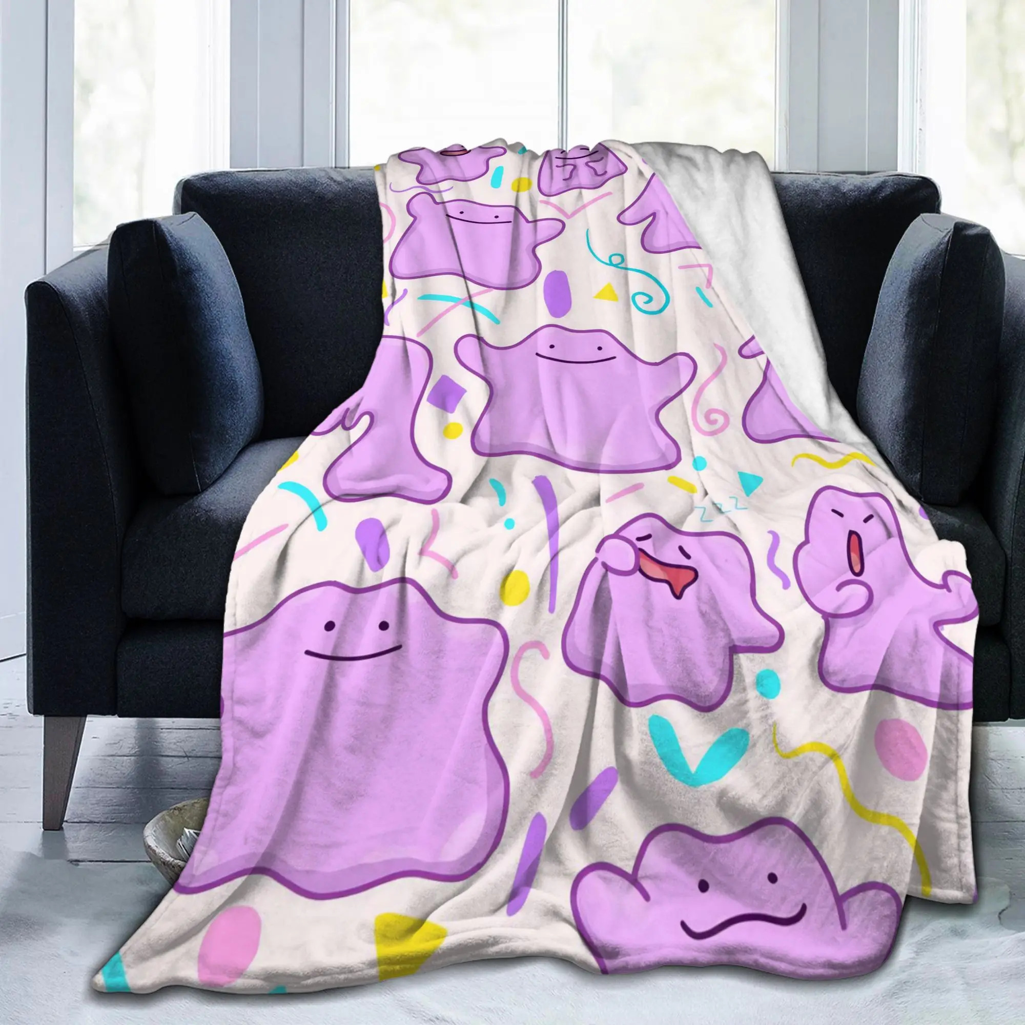 Dittoes Transform Purple blob Knitted Blanket Imposter Cartoon Flannel Bedding Throw Blanket Portable Decoration Multifunction