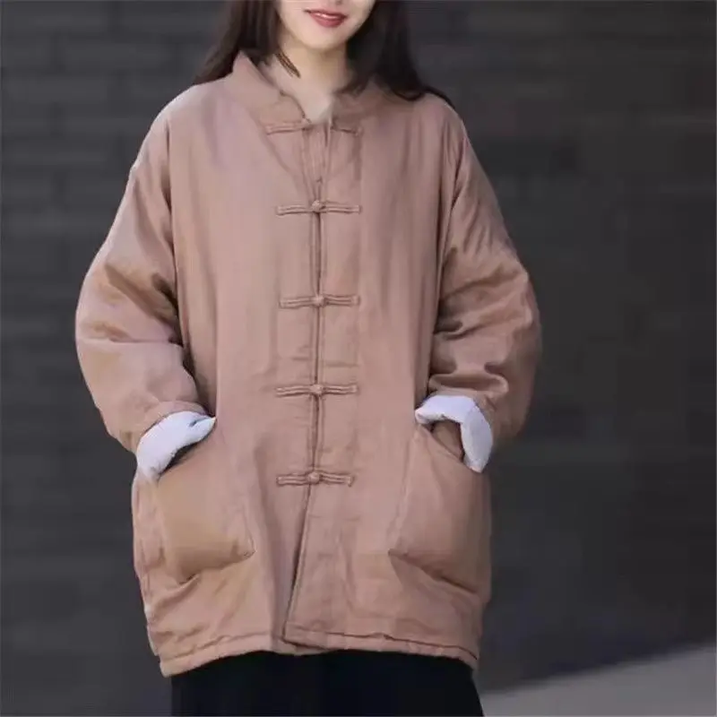 High Quality Cotton Clothes For Women 2023 New Autumn Winter Thickened Chinese Ethnic Style Jacket Warmth Quilted Coat Z3250