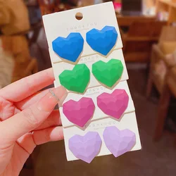 New Elegant Color Heart-Shape Earrings For Women Korean Style Charming Simple Silver Color Trendy Romance Jewelry