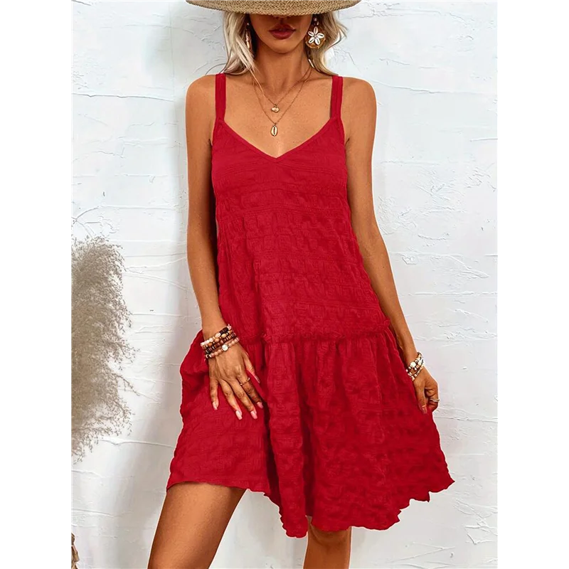 ABRT-Vestito estivo da donna Grembiule Mini abito senza maniche Swing A Line Abiti corti Abiti estivi carini e casual