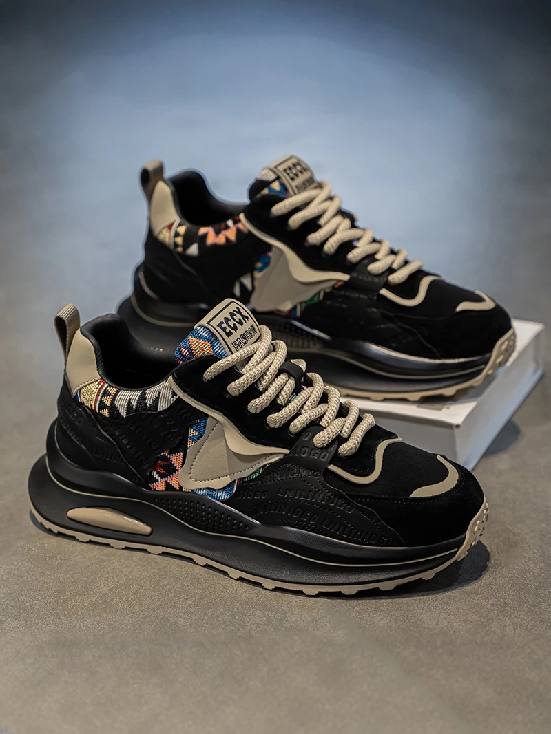 

Casual Men's Shoes Summer Trendy All-Match Thick Bottom Heightening Leisure Board Shoes Youth Travel Sports Running Dad Shoes