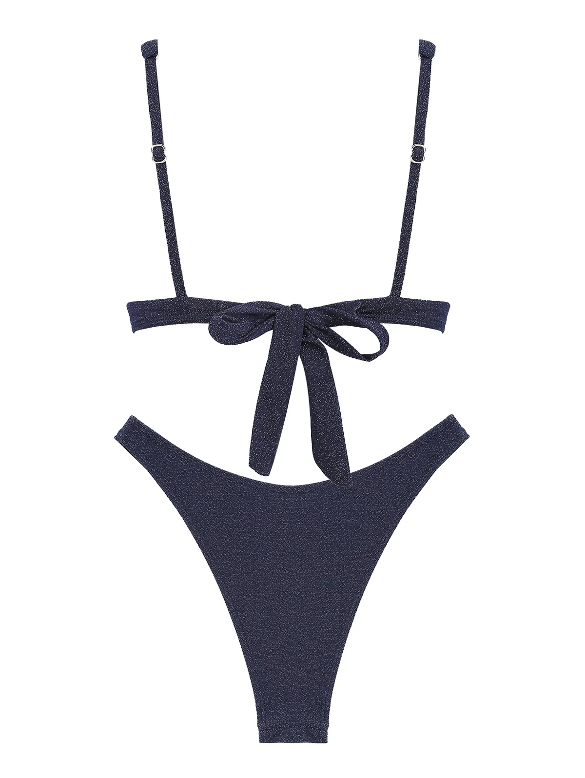 Damski strój kąpielowy ZAFUL Giltter Metallic Triangle Cheeky Bikini Set