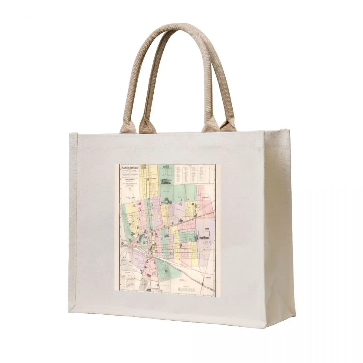 

Vintage Map of Santiago Chile (1875) Tote Bag Reusable bags tote bag screen bags for women Beach bag
