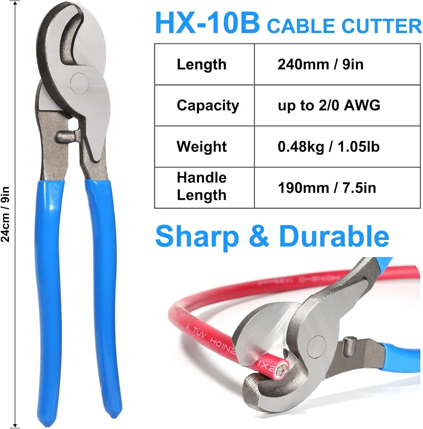 Batterijkabelcrimpergereedschap met 6 matrijzen voor AWG 10-1/0 meter, inclusief 60 stuks kabelschoenen en krimpkous