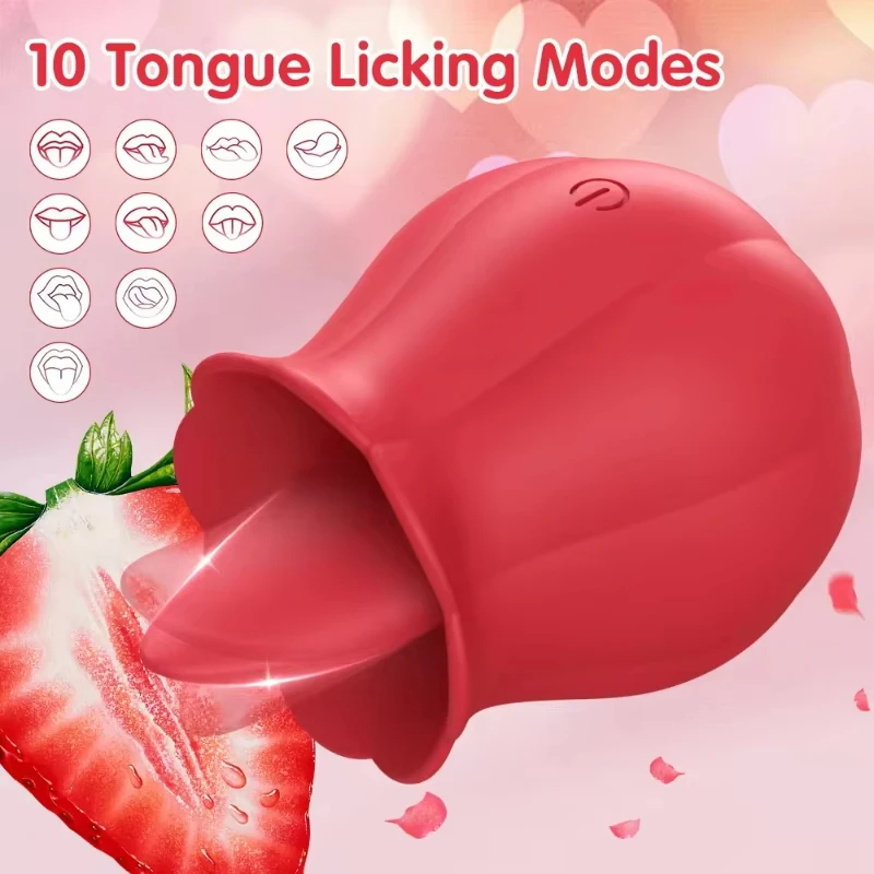 Clitoris Stimulator Licking Vibrator Rose Shape Clit Nipper Massage Masturbator Women Female Powerful Vibrating Mini Sex Toy view 5