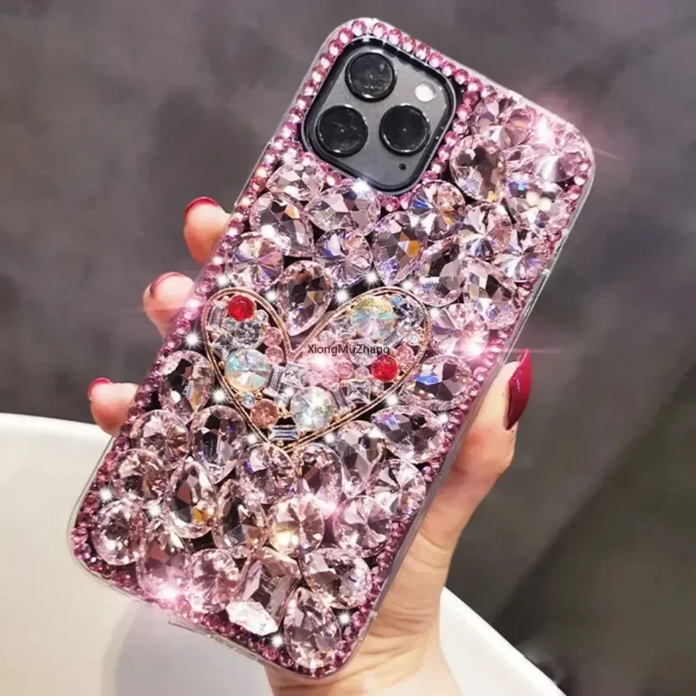 Glitter amor coração moda feminina strass caso personalizado para motorola e7 power e6 e13 e20 e30 e40 e22 e32 e32s g10 g20 g30 50 g31