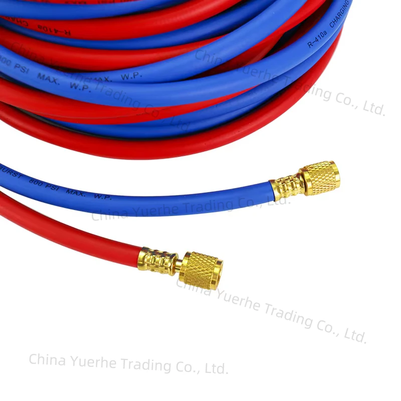 

16ft / 5meters 1/4" SAE R12 R134a R-410a Refrigerant Charging Hose for Cars Air Conditioning System Refrigerant Recovery 800 PSI