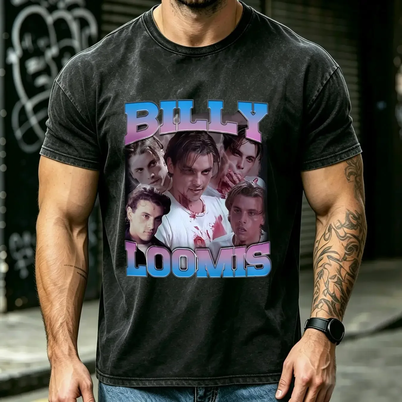 washed T Shirt Retro Billy Loomis Let's Watch Scary Movie Horror for Her long or short sleeves vintage Washed streetwear