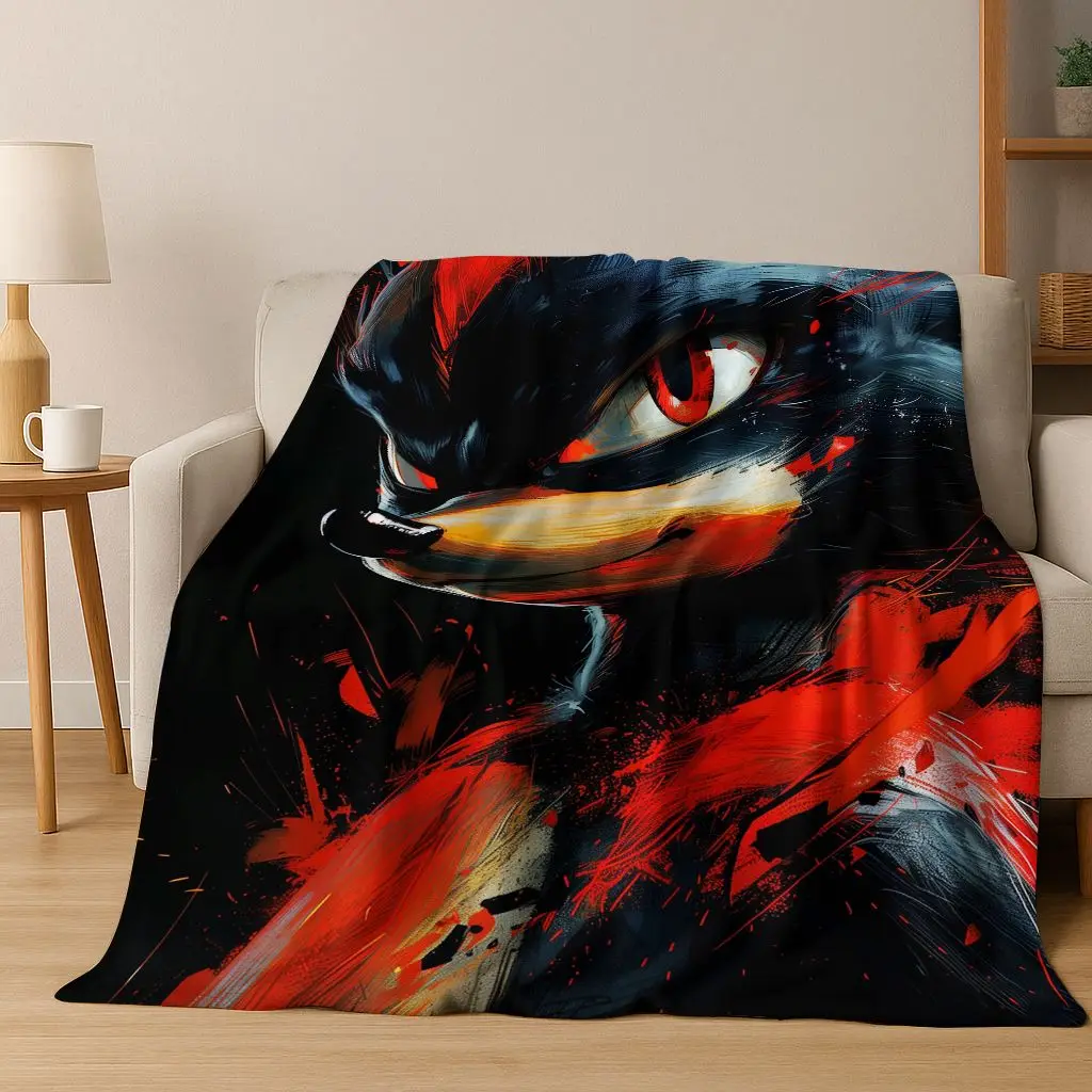 3D Vintage S-Sonic Games Cartoon Flannel Blanket,Warm and Cozy Soft Throw Blanket for Home Bedroom Bed Sofa Picnic Cover Gift