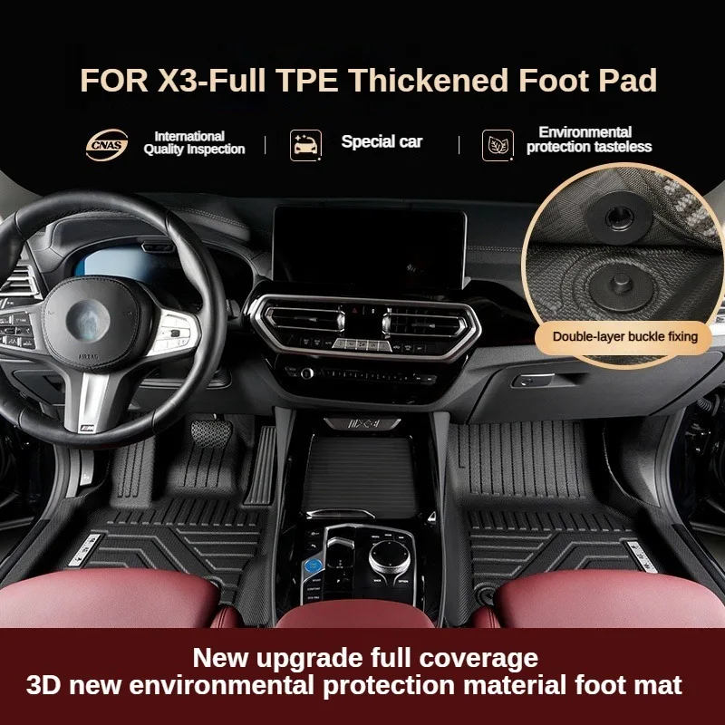 TPE Floor Mats for BMW X3 X4 IX3 G01 F25 F26 G02 LHD Waterproof Anti-Slip Custom Fit All-Weather Full Coverage