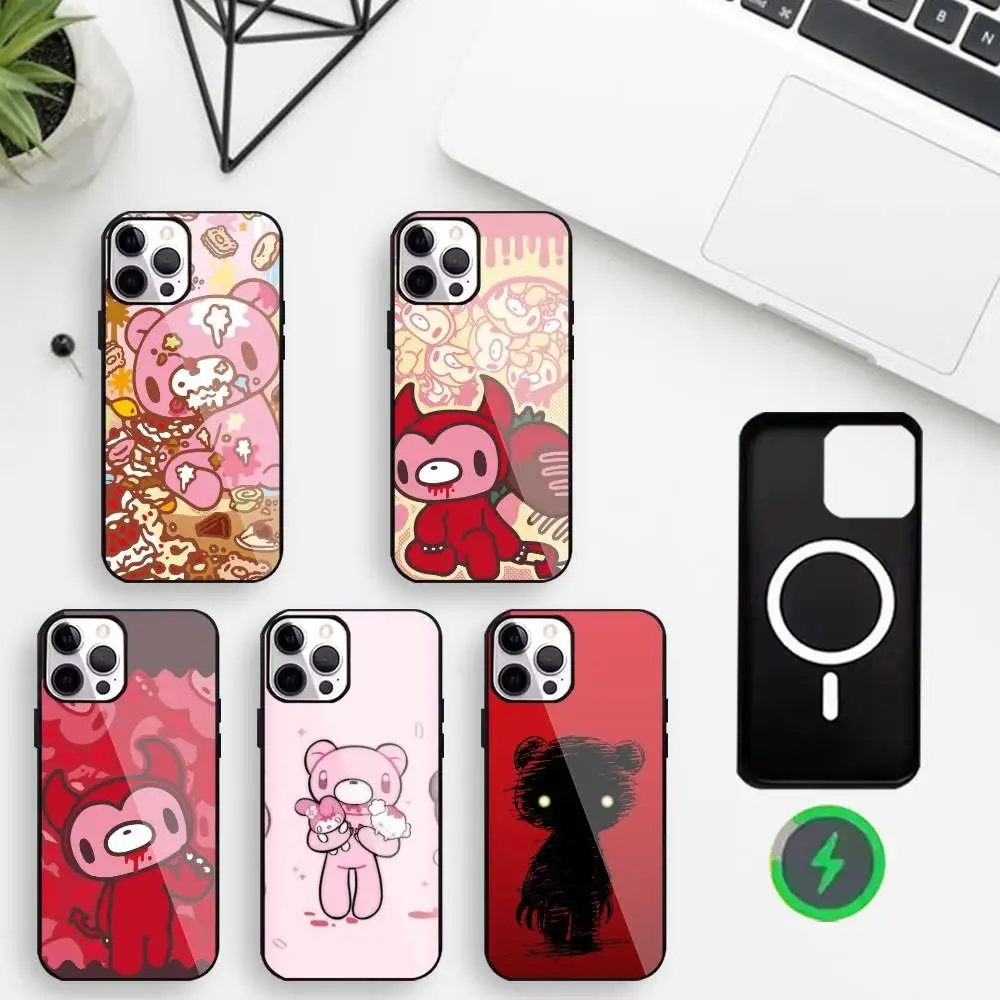 

G-GloomyS Cartoon B-Bear Phone Case For iPhone17,16,15,14,13,12,11 Plus,For Magnetic Wireless Charge Cover