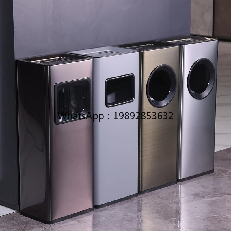 LYY Stainless Steel Vertical Hotel Lobby Corridor Staircase Entrance Cigarette Butt Trash Can Sales Office Commercial Ashtray