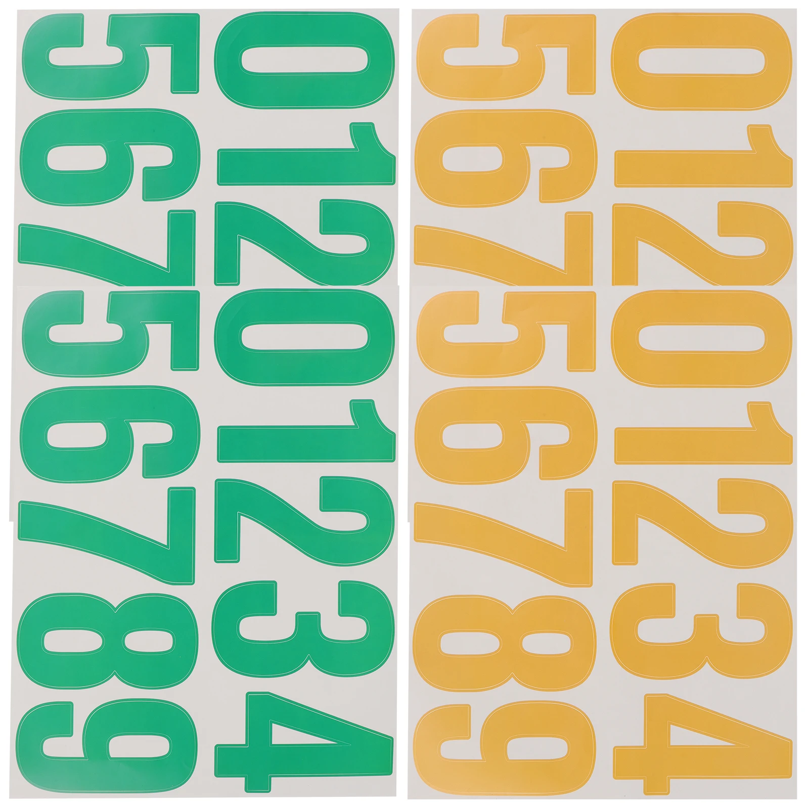

4 Sheets 4 Inches Digital Stickers Large Clear Numbers Waterproof Adhesive Vinyl Mailbox Trash Can Signs Yellow Green Outdoor