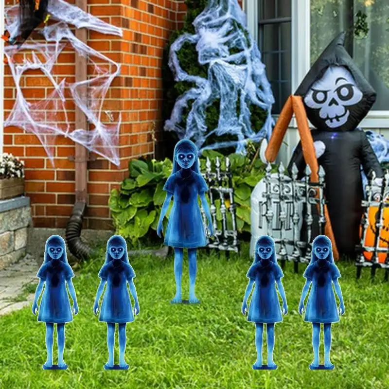 

Хэллоуин Ужасы Металлические Вывески Страшный Светящийся Синий Призрак Кол Жуткий Призрак Маленькая Девушка Железный Кол Открытый Патио Сад Двор Декор