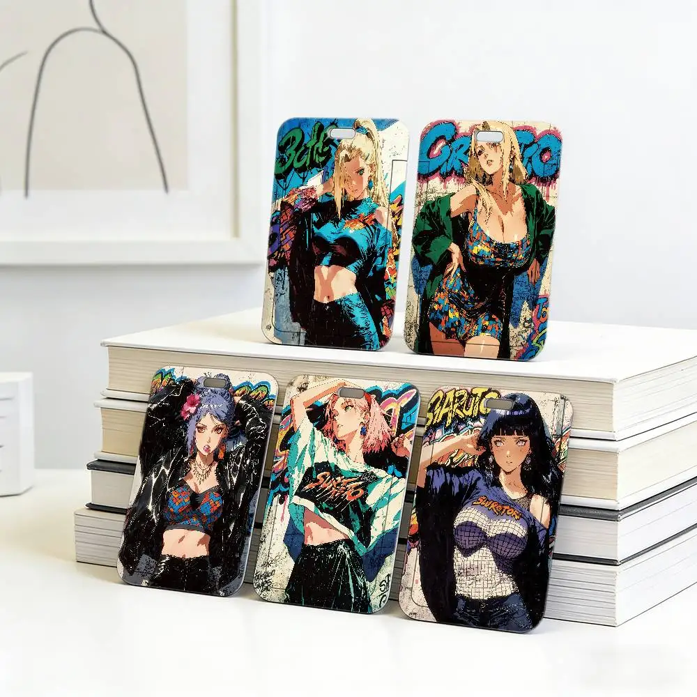 N-Naruto Fashion Girl Premium-Ausweishalter mit Umhängeband, robustes Kartenetui mit Umhängeband für Mitarbeiter-Arbeitsausweis, Büro.