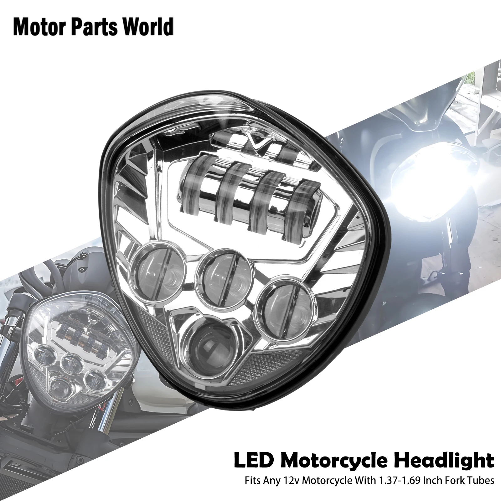 Motorcycle LED Headlamp Light Universal High Low Beam Lamp Fit For Harley Touring Sportster XL883 XL1200 For Honda For Kawasaki