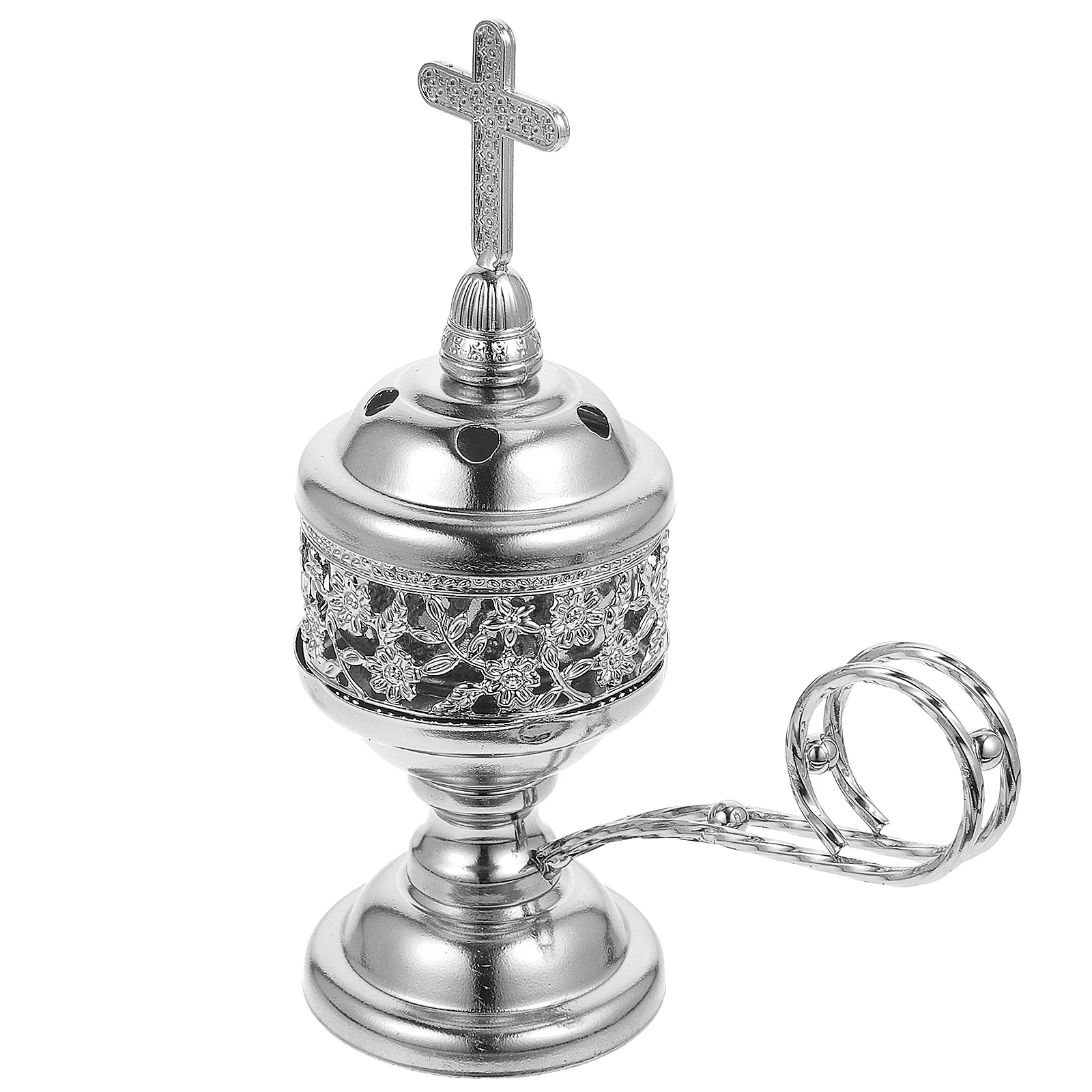 Metal Incense Cone Burner Middle East Tall Base Metal Censer Aromatherapy Furnace Home Party Office Incense Holder