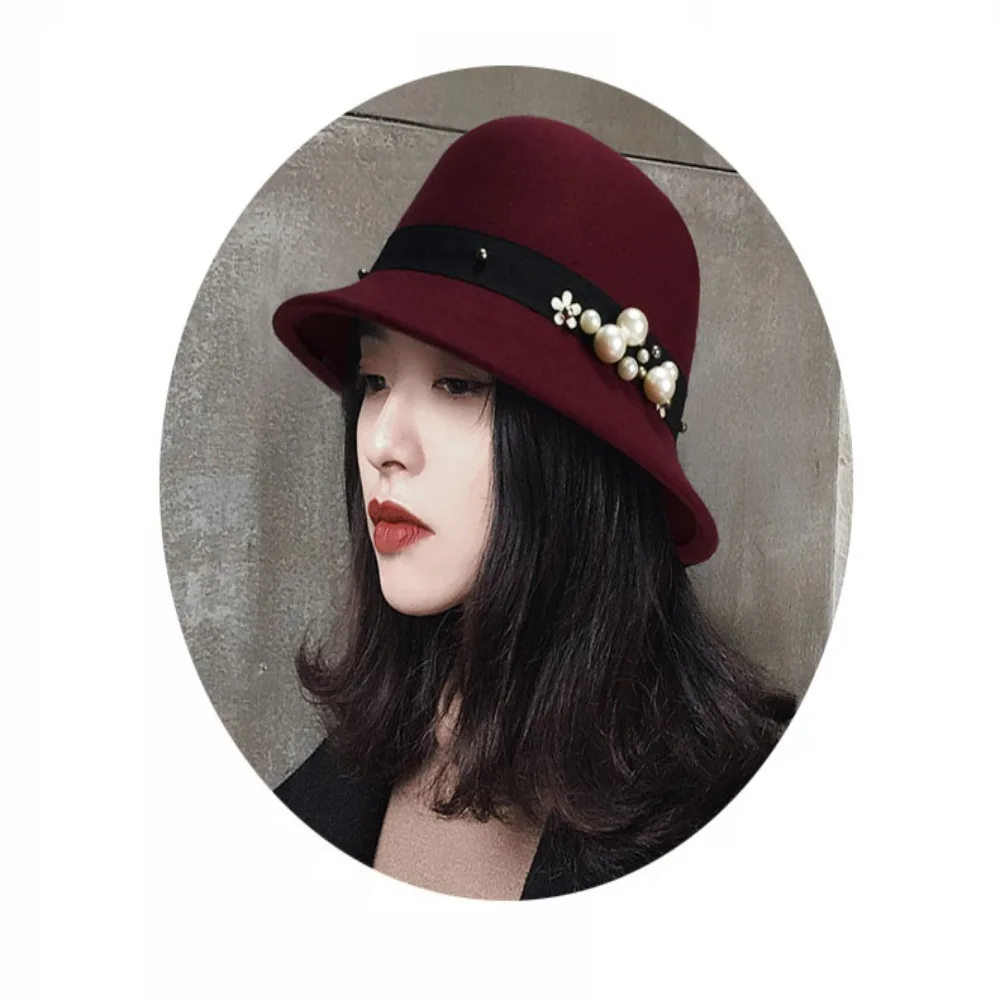 أزياء صياد قبعة أنيقة الكنيسة الرامي قاء زجاجي القبعات ورأى الصوف غطاء دلو الخريف الشتاء قبعة تدفئة المرأة خمر قبعة الرجعية