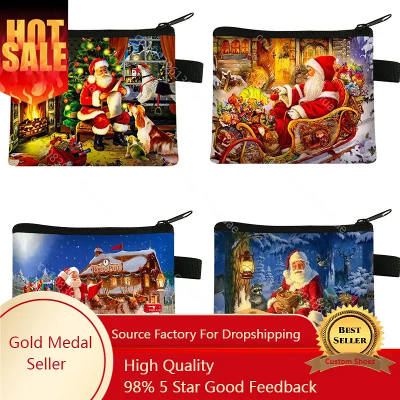 

Lovely Christmas Wallets Santa Claus Mini Card Holder Storage Box Christmas Gift Snowflake Christmas Coin Purse Candy Boxes