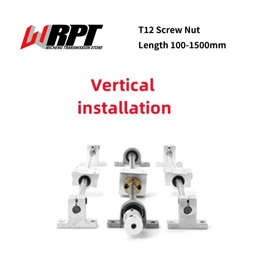 

T12 Trapezoidal Screw With Nut Set Length 100-1000mm KP/KFL Holder Vertical Kit Lead 2/3/4/6/8/10/12/14mm Support Seat SK