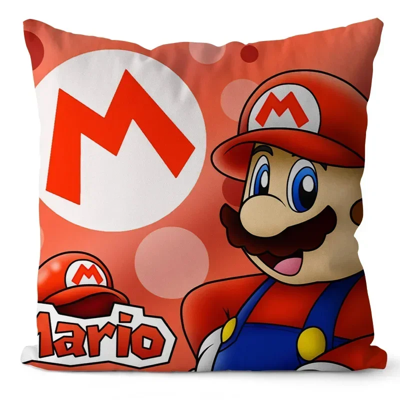 Super Marioes Bros Pillow Covers Warm Cushion Cover 45x45cm  Anime Luigi Figure Fleece Pillowcase Sofa Plush Bedroom Decoration