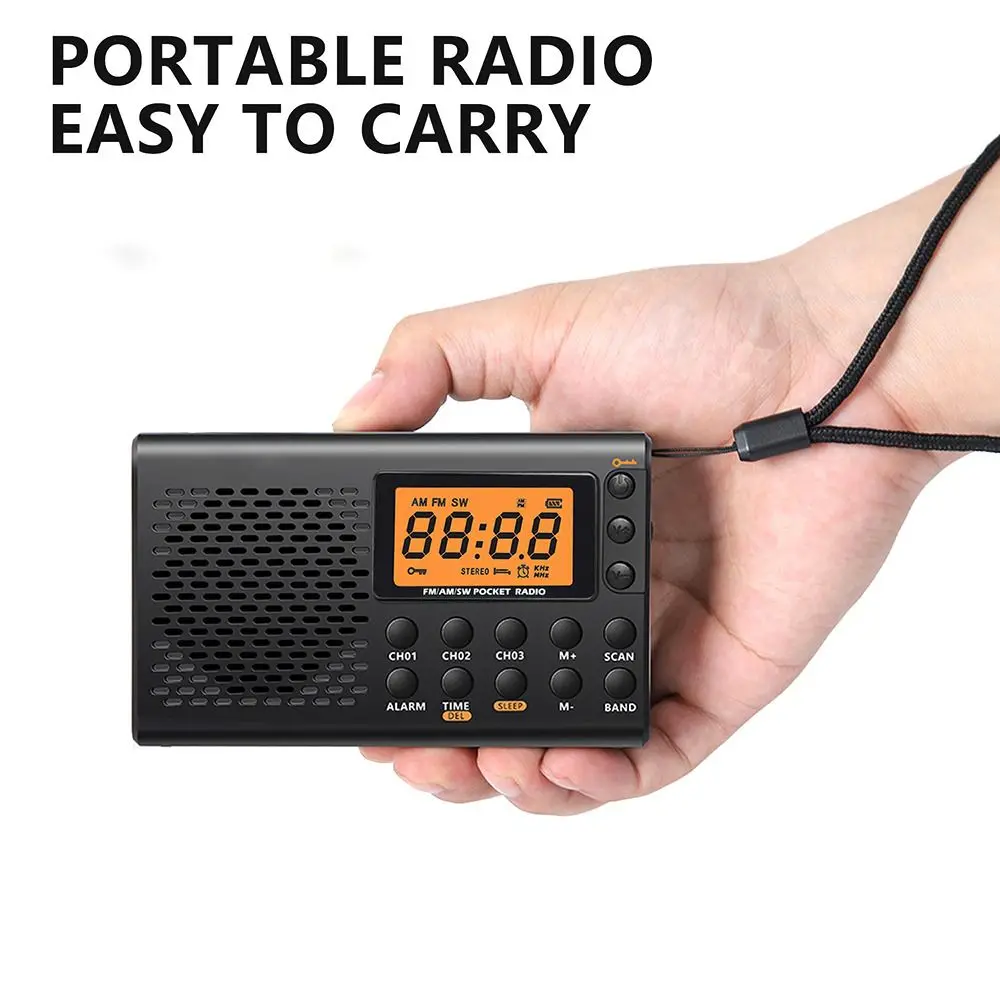 

Портативное AM/FM/SW коротковолновое радио на батарейках, стереоприемник с большим цифровым дисплеем, таймером сна, 3-диапазонное радио для бега