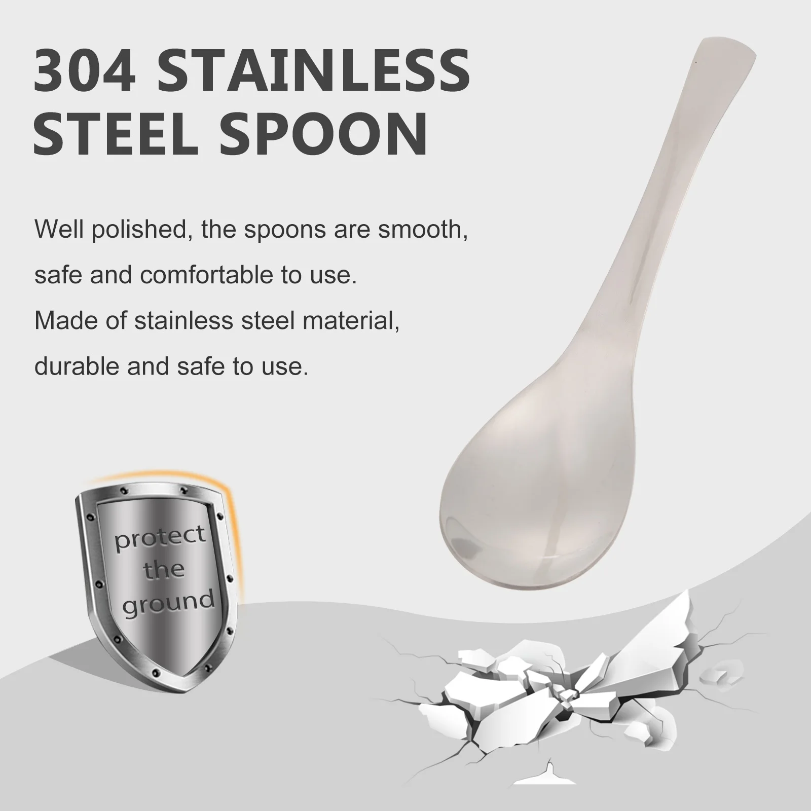 

2 Pcs Stainless Steel Spoon Spoons Heavy Duty Mix Soup Serving 304 Rice Baby for