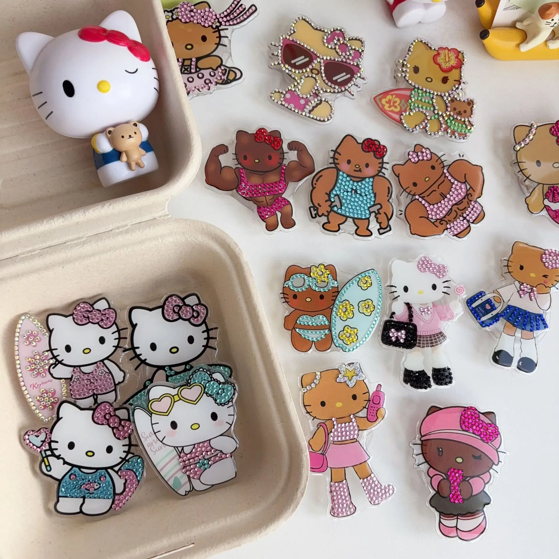 

Anime Hello Kitty Cartoon Long-legged College-style Kitty Stand Suitable for Any Mobile Phone Airbag 3m Adhesive Desktop Decor