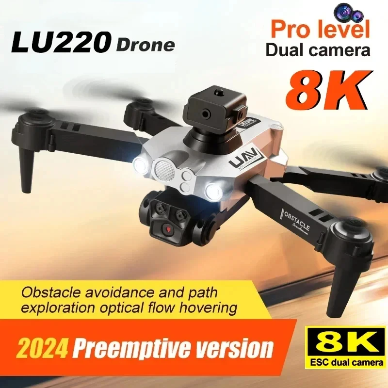 Nowy Mini LU200 Drone 8K HD podwójny aparat czterokierunkowe unikanie przeszkód fotografia lotnicza Quadcopter składana lokalizacja Hover Smart