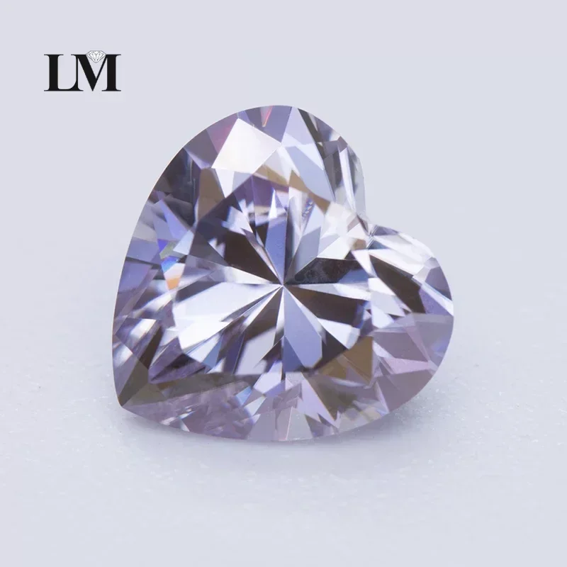 

Moissanite Stone Light Purple Color Heart Cut Lab Created Diamond Gemstone For Jewelry Making Material With GRA Certificate