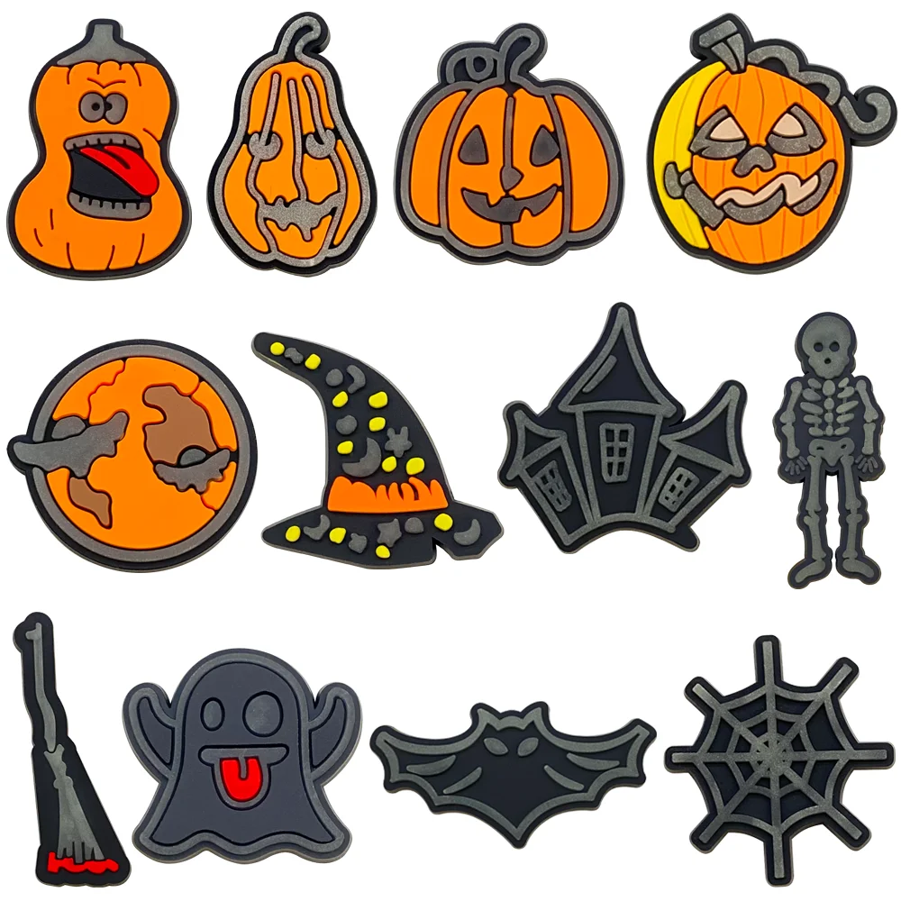 12pcs Cartoon Fluorescent Halloween Shoe Accessories Shoe Charms Shoe buckle PVC Sandals Decoration - Shoe Charms Gifts