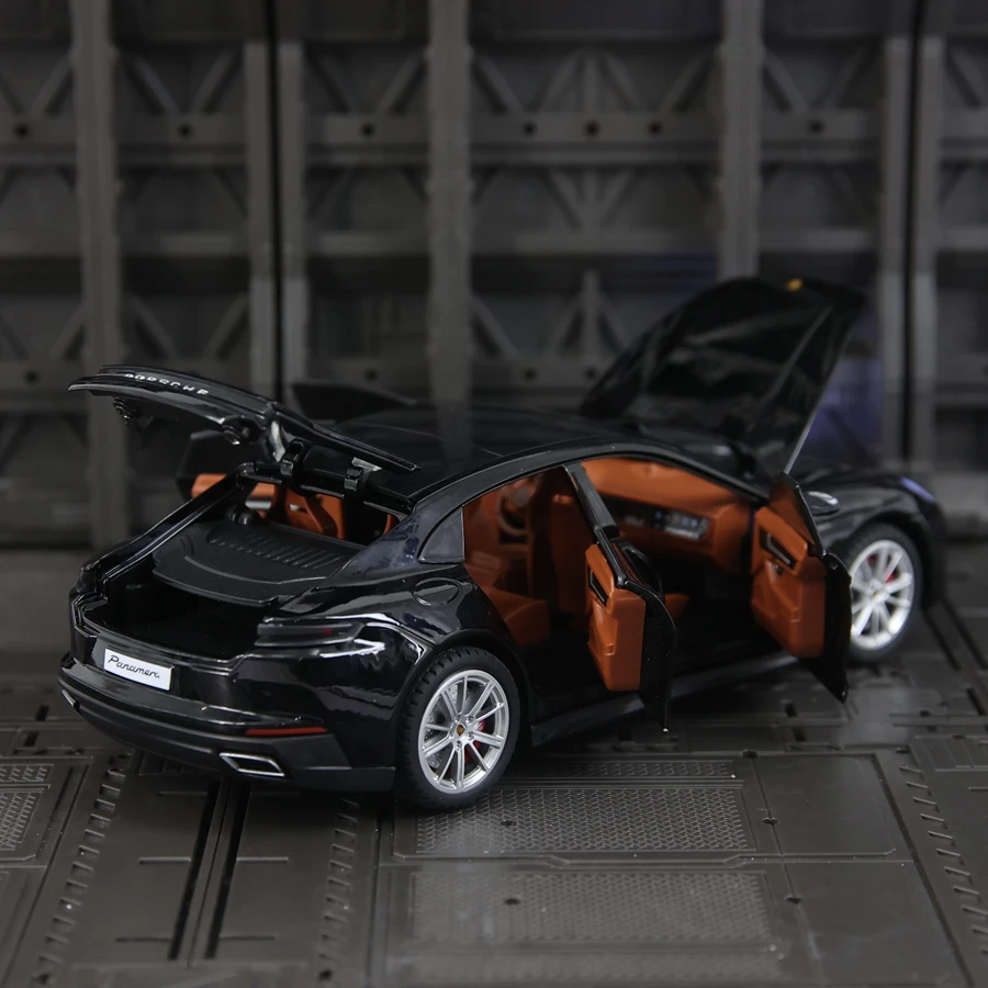 Simulação 1:24 modelo de supercarro de liga Porsche Panamera, portas e capô do motor, porta-malas pode ser aberto, enfeites de carro, presentes