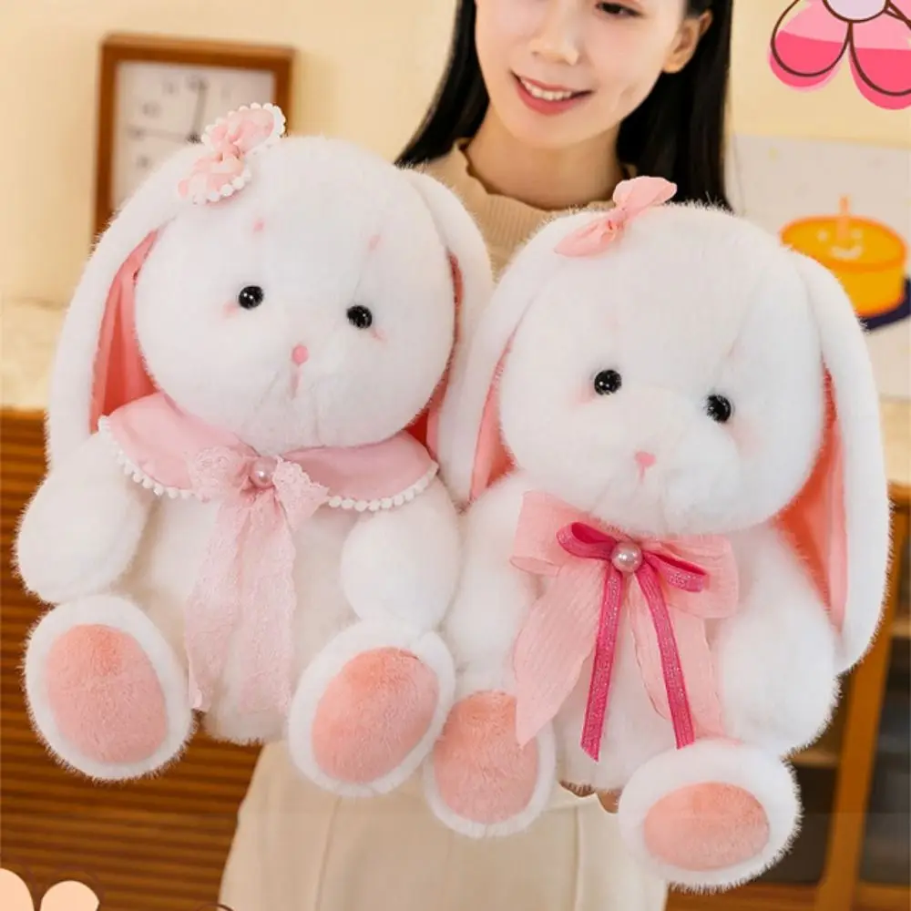 

Funny Pink Rabbit Holland Lop Plush Toy Long Ear Soft Bunny Plushies Doll Cute Lace Bow Stuffed Animals Plush Toy Home Decor