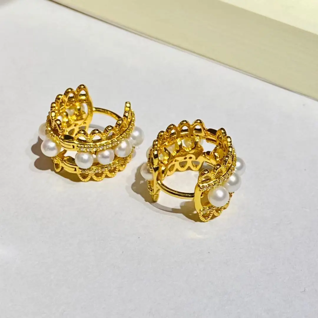

Wholesale S925 Sterling Silver Earrings Mount Findings Settings Base Mounting Parts Accessory for 3-3.5mm Pearls 5 pairs/lot