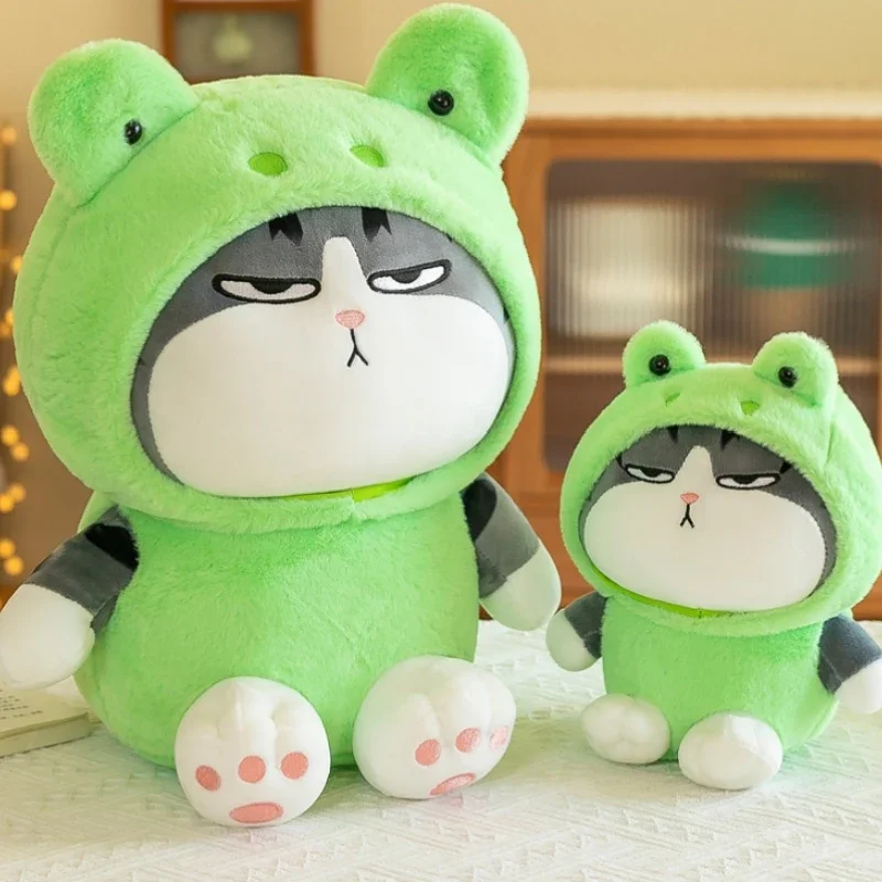

Cartoon Tabby Cat Doll Plush Toy Small Hooded Dressed Panda Frog Bunny Peluche Cosplay Animal Kids Gift Stitch Plush Stitched