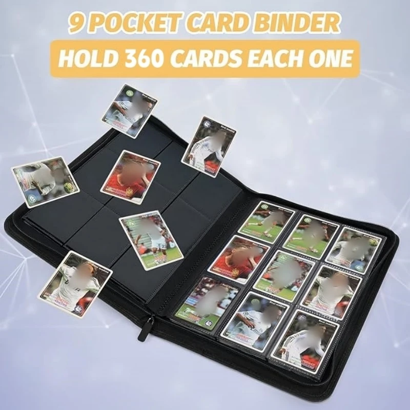 9-Fach-Kartenalbum mit Reißverschluss (360 Karten) – PU-Leder, Schwarz/Orange ​ ​ Premium-Aufbewahrungskarten für YuGiOh TCG & Sportkarten. – Detail 5