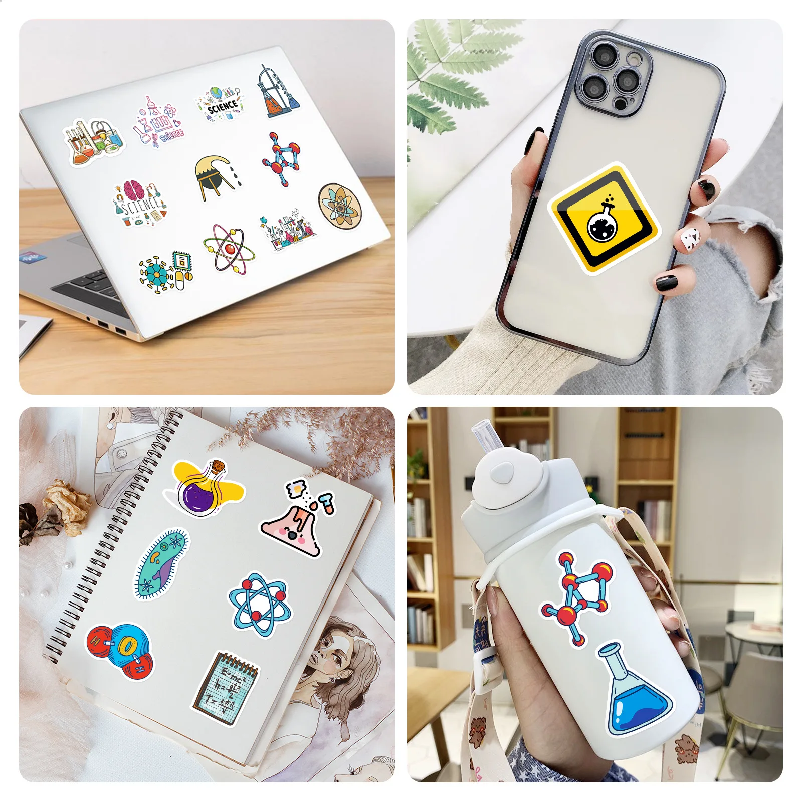 10/25/50pcs Chemical Lab Graffiti Stickers for DIY Scrapbook Stationery Water Bottle Phone Laptop Guitar Decal