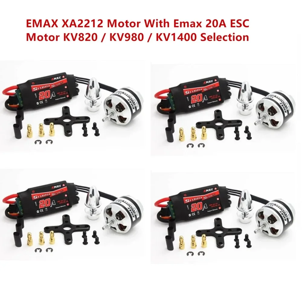 4pcs/lot EMAX XA2212 KV820 / KV980 / KV1400 Brushless Motor With Emax Simonk 20A ESC for RC Drone