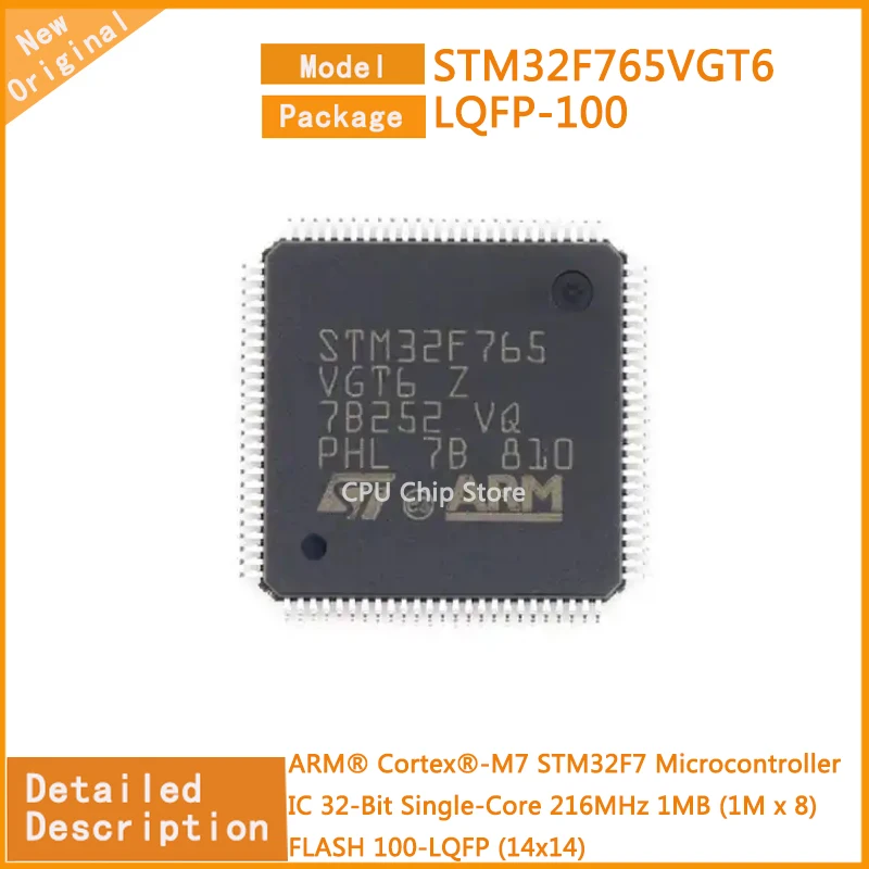 1~5Pcs New Original  STM32F765VGT6 STM32F765  Microcontroller IC 32-Bit Single-Core 216MHz 1MB (1M x 8) FLASH 100-LQFP