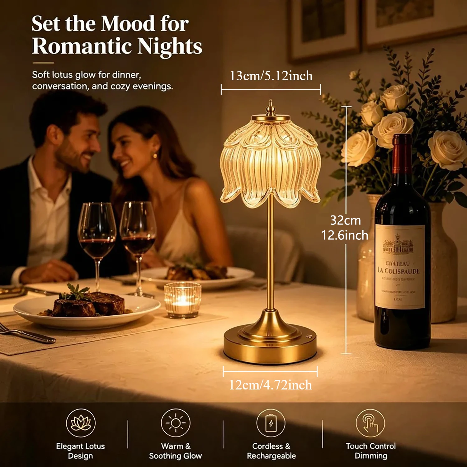 Rechargeable LED Touch Sensor Table Lamp with Wireless Design 2