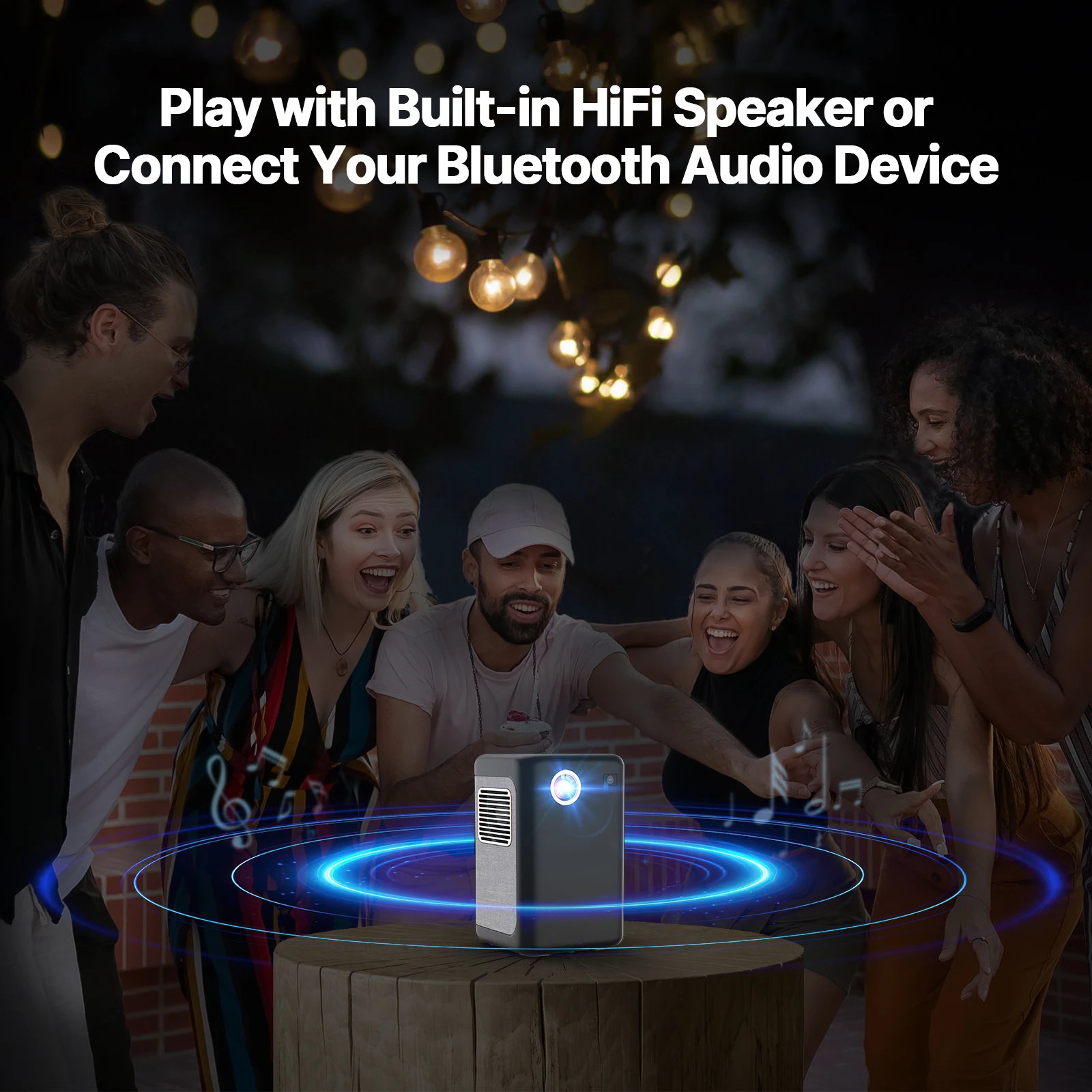 Mini Projector 4K 1080P Support, Portable Projector Android System Outdoor Movie Projector Compatible with Phone