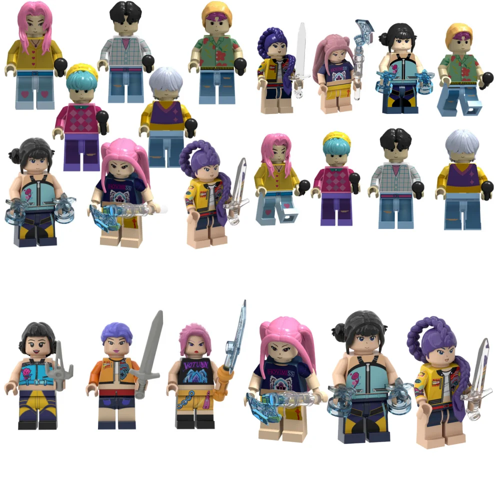 Figurki Kpop Demon Hunters Mini Action Figure Klocki Konstrukcyjne Zabawki Gadżety Dekoracja Biurka Kolekcja Figurki Zabawki Prezent na Boże Narodzenie