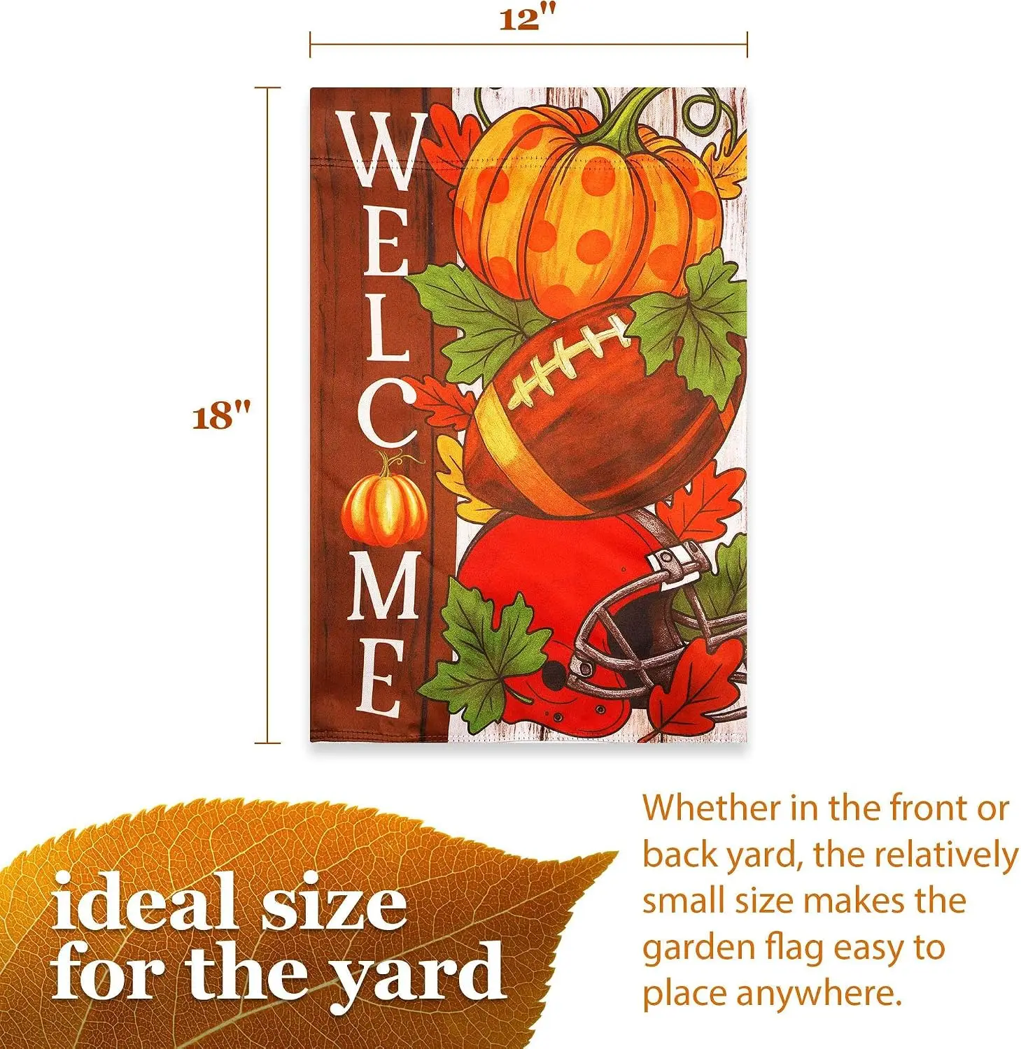 G128 Welcome Fall Football Pumpkin Garden Flag 12x18 In Double Sided Fall Yard Garden Lawn Decoration aaz