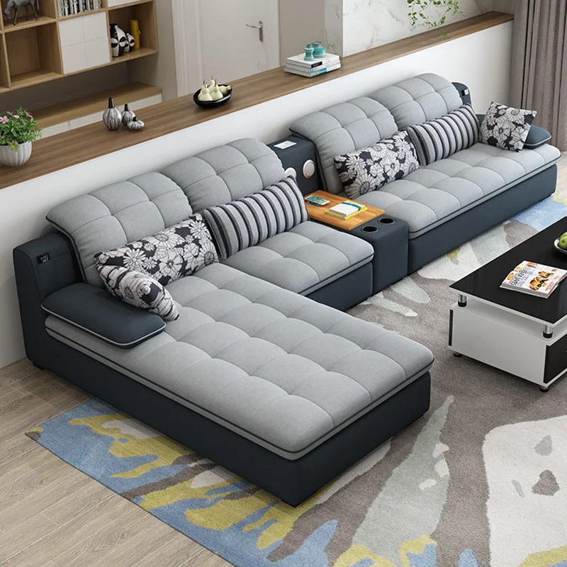 

Modern Living Room L/U Sofa Set, Adjustable Headrest, Back Support, Breathable Fabric, Any Combination
