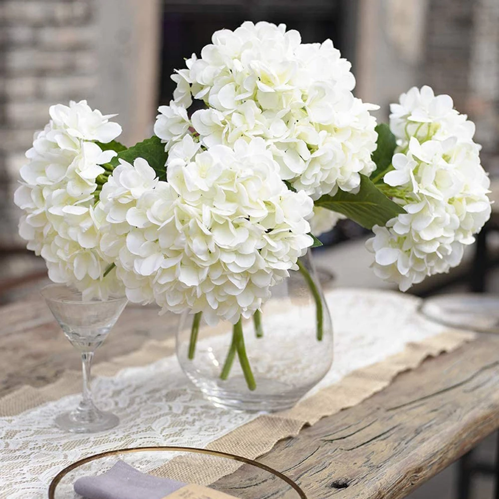 

5Pcs Artificial Flowers Silk Hydrangea Wedding Bridal Accessories Festival Home Room Table Decoration Diy Gifts Bouquet Props