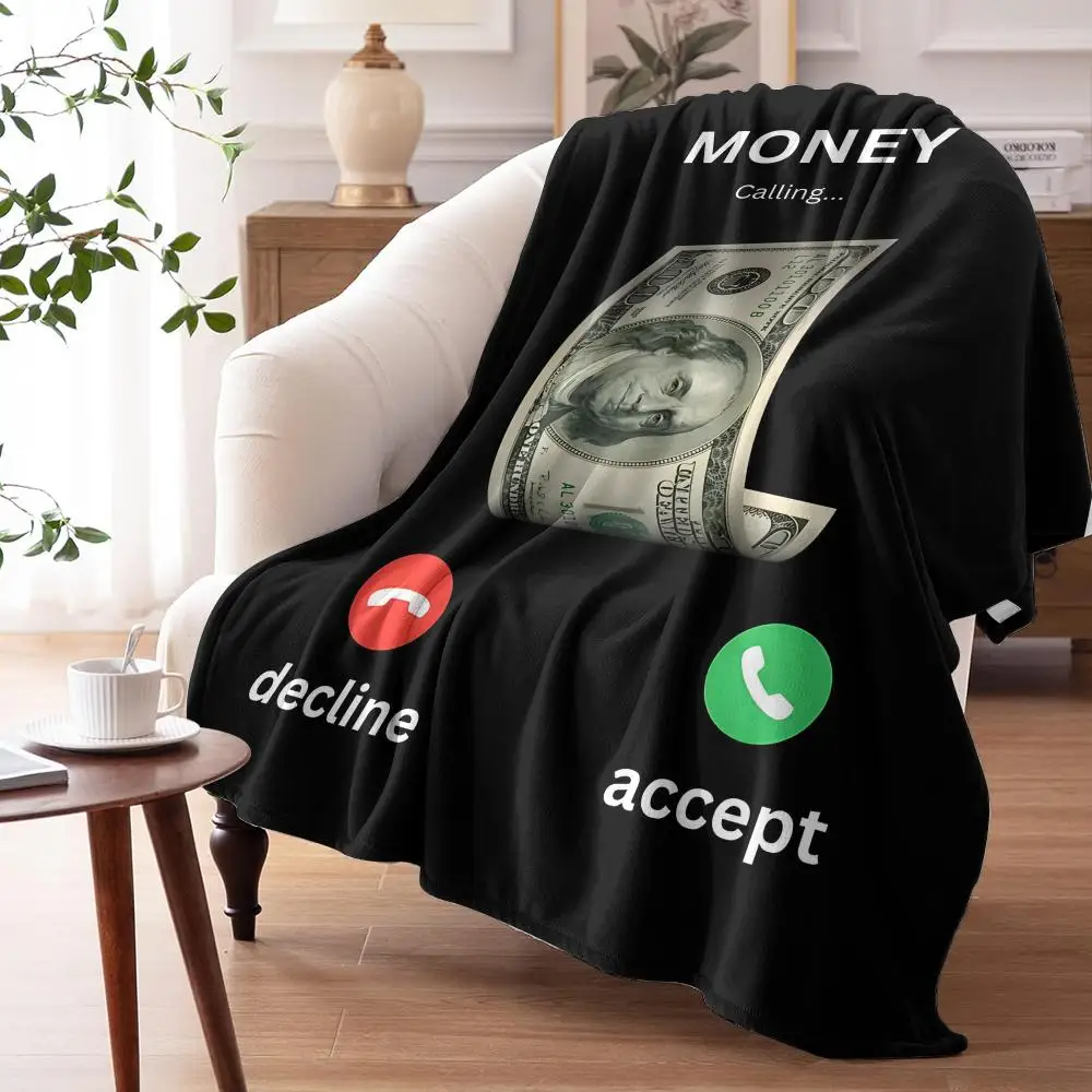 Money is Calling Throw Soft Flannel Throw Summer AC Blanket Lightweight Cool Nap Blanket for Sofa Bed Couch Travel