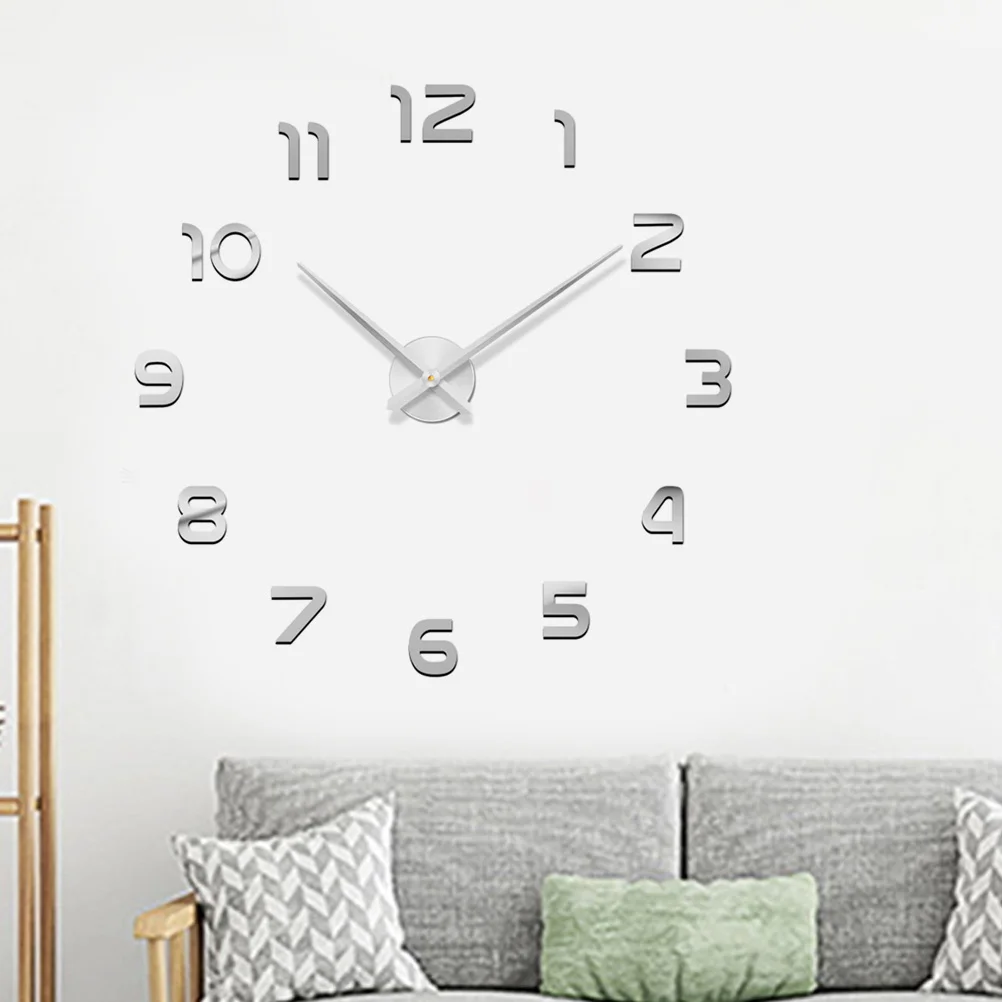 

Frameless Large Wall Clock Digital Quartz Self-Adhesive Silent Clock for Apartment Living Room Office Kids Bedroom